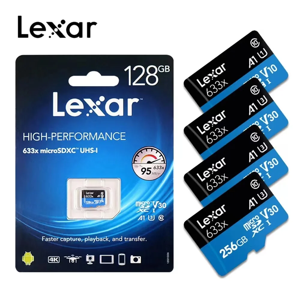 Original Lexar 633X Memory Card 32GB 512GB 64gb Micro TF SD Card 128GB Up to 95M/S C10 U3 U1 Flash sd card 256GB for Phone