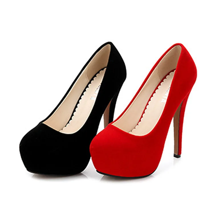 Platform heels shoes high heels plus size suede pumps for women