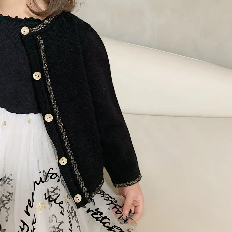 
6470/Spring fashion latest elegant soft girl cardigan coat knit cotton high quality girls jacket 
