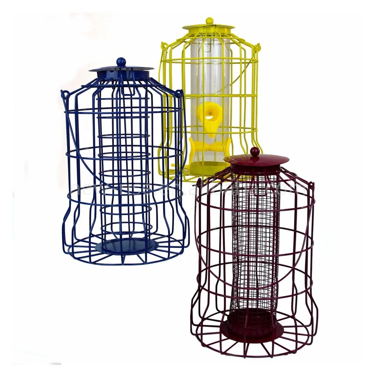 3Pcs Heavy Duty Hanging Birds Feeder Squirrel-proof Caged Dome Suet Tube Nut Seed & Fat Ball Feeders
