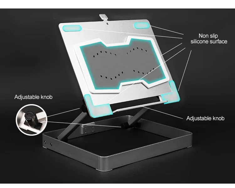 New Black Vertical Folding Laptop Stand Foldable Portable Extension Aluminum Alloy Cooling Pad