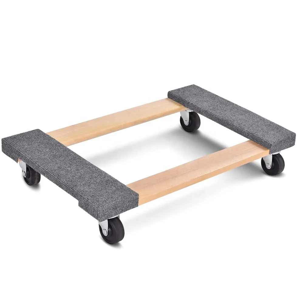 30 X 18 Inch Rubber Edge Solid Wood Platform Furniture Mover Card Dolly for sale