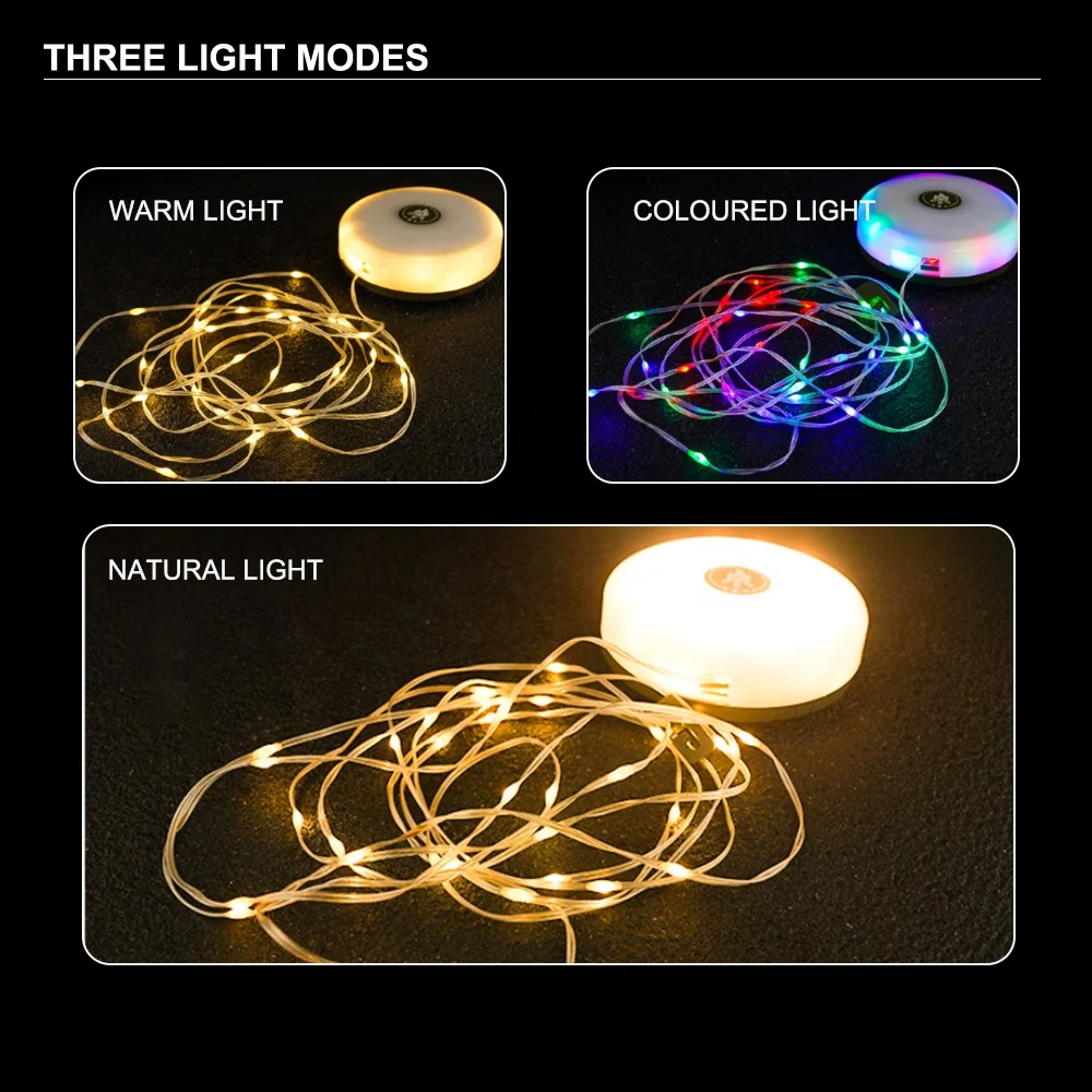 Portable Camping String Lights Durable Waterproof Festive Atmosphere Outdoor Camping Lamps Rechargeable Tent Light