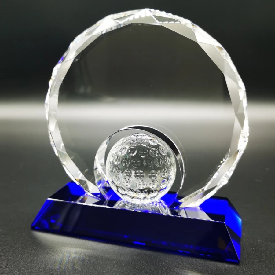Wholesale Custom Glass Trophy Golf Glass Award Souvenir Gifts Golf Crystal Trophy