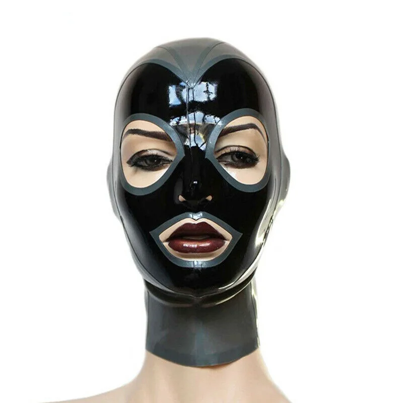 Open Eyes Mouth Nostrils Lingerie Headgear Night Club Party Sexy Cosplay Accessory Unisex Latex Mask Full Head Cover Hood