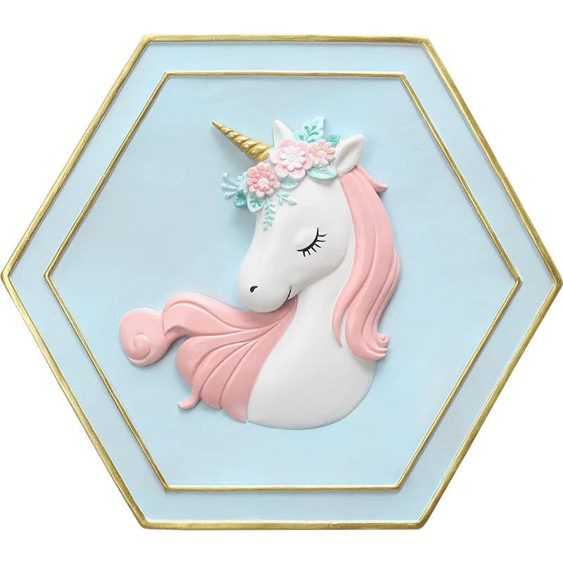 Nordic unicorn wall hanging home soft decoration creative resin decoration craft gift