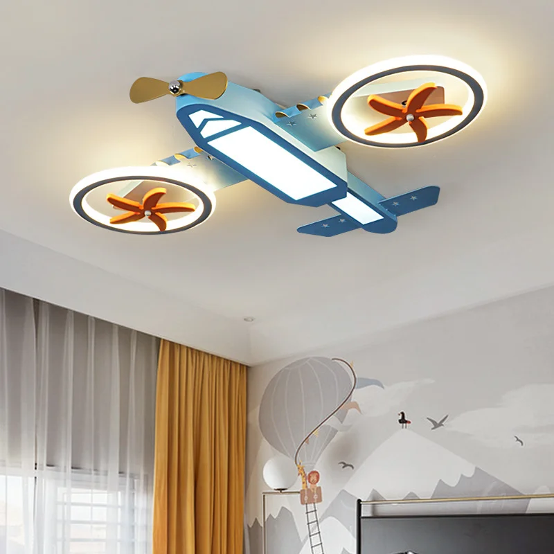 New Design Airplane Model Color Changed Dimmable Boy Room Kids Room Lamp Cartoon Led Ceiling Pendant Light