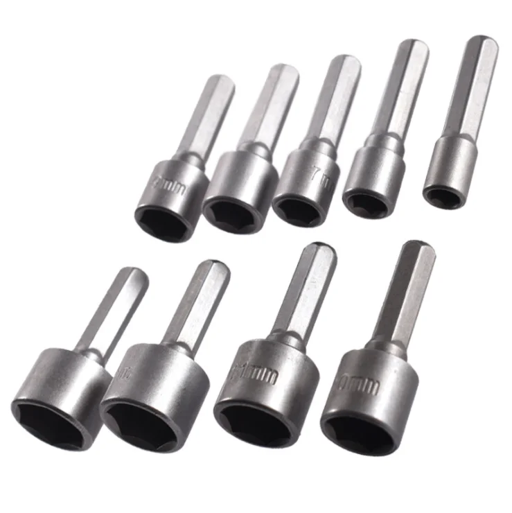 1/4in Hex Shank Socket 9PCS  Tool Set Hexagonal Handle Pneumatic Metric Wrench Electric Wind Batch Hexagon Socket Head