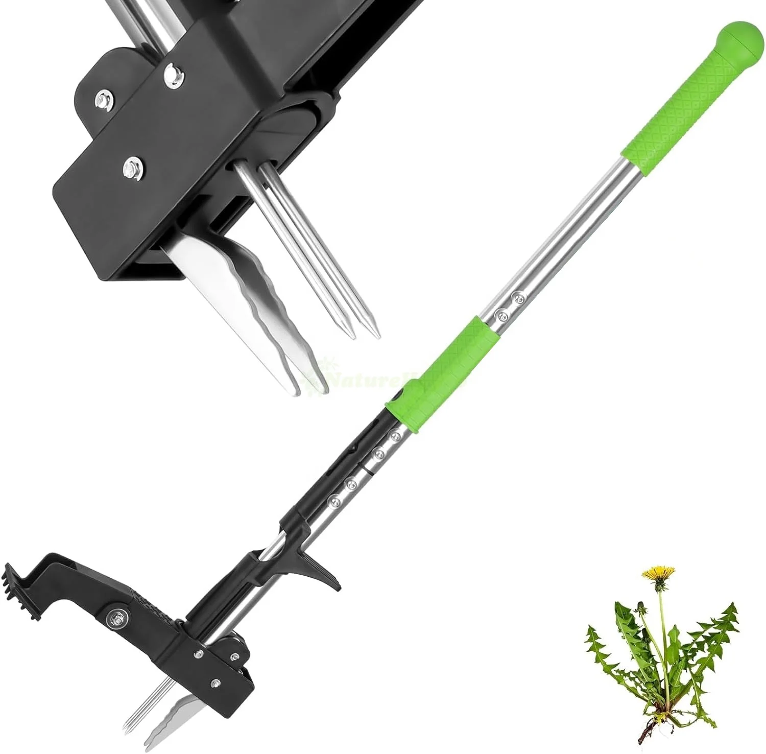 Gardening Manual Tool Weed Gripper No Bending Weed Extractor with Metal Long Handle