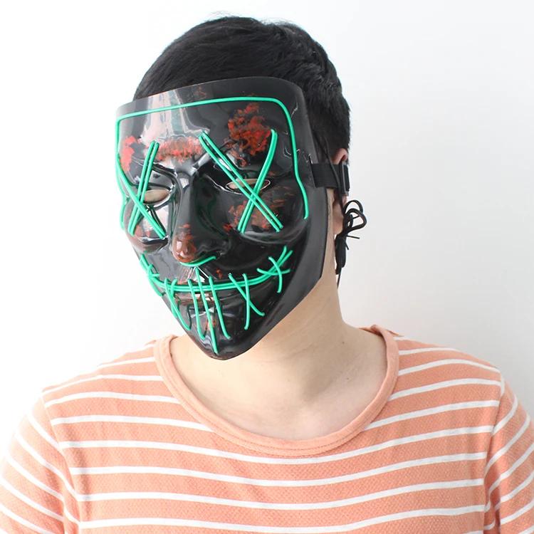 Wholesale halloween 2022 horror party scary led flashing light mask cosplay party decorations Halloween party mask