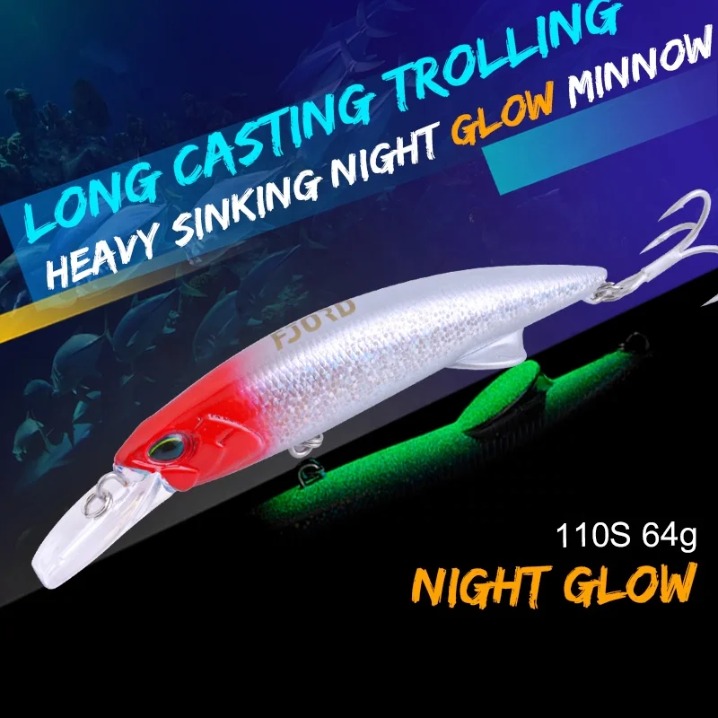 FJORD In Stock 64G 110MM Shore Long Casting Minnow with UV Sinking Minnow  Lure for Tuna Bass Fishing