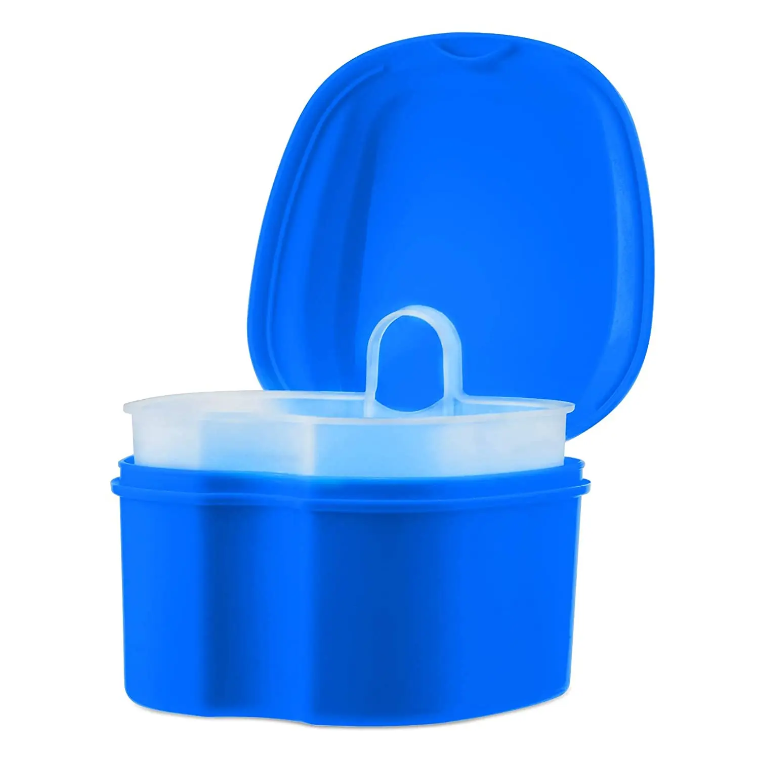 Denture Soaking Cup False Teeth Storage Container Denture Cleaning Box with Filter Portable and Easy to Travel