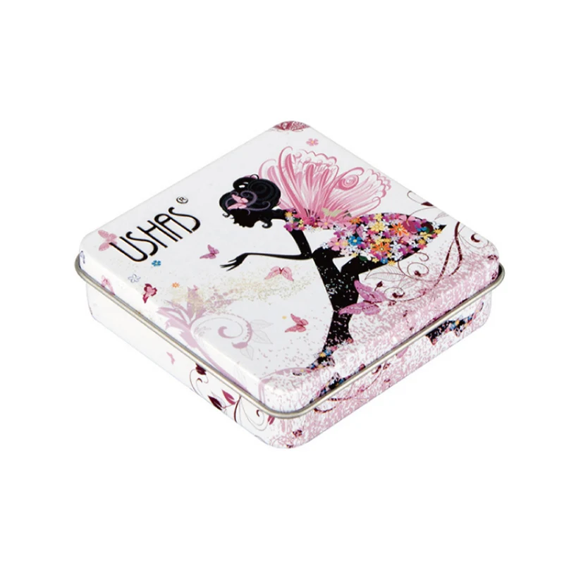 Custom Desprinting Small Rectangle Tin Case Metal Tin Can Box Cosmetic Packing CMYK Lipstick Case with Mirror Eye Kit Tin Case