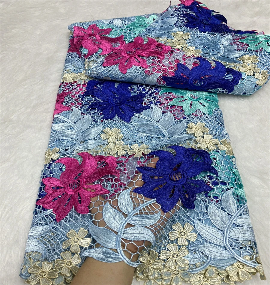 2023 latest guipure lace high quality embroidery cord lace elegant garment fabric 5 yards