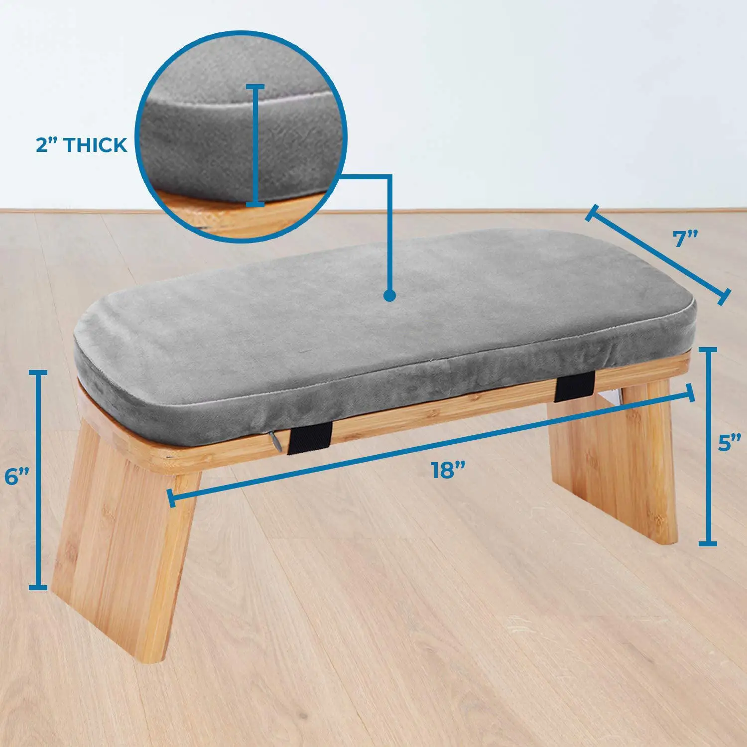 Comfortable Bamboo Meditation Bench Foldable Ergonomic Meditation Stool Sturdy Prayer Bench With Cushion