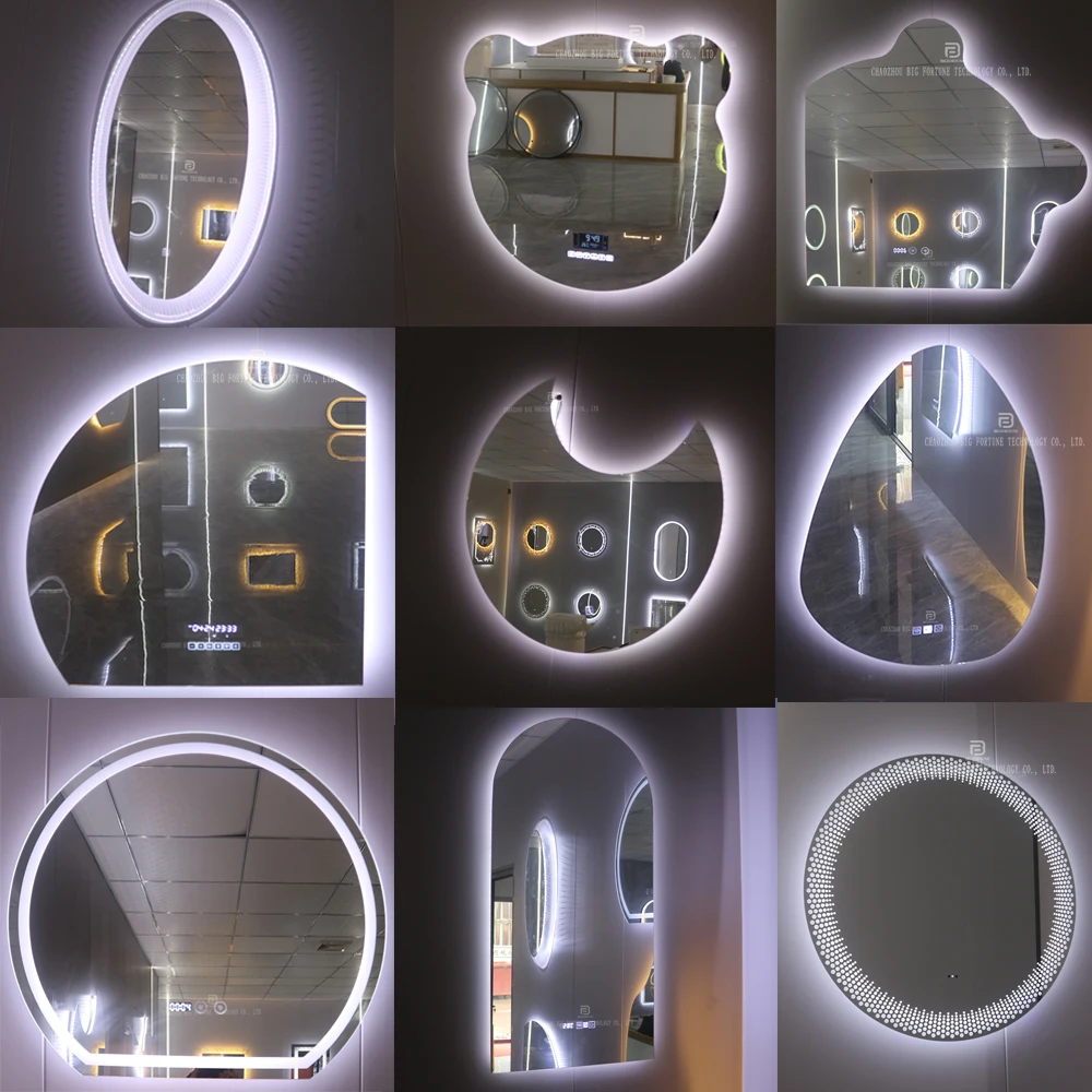 Factory direct square mirrors time display defogger bathroom smart mirror touch sensor switch led light mirror