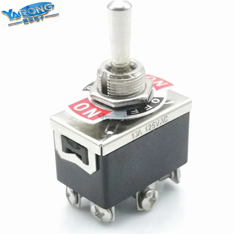 High quality Yalong KN3A-101 OFF ON 6 Pin Spring Return Toggle self-locking push button Switch   High current toggle switch