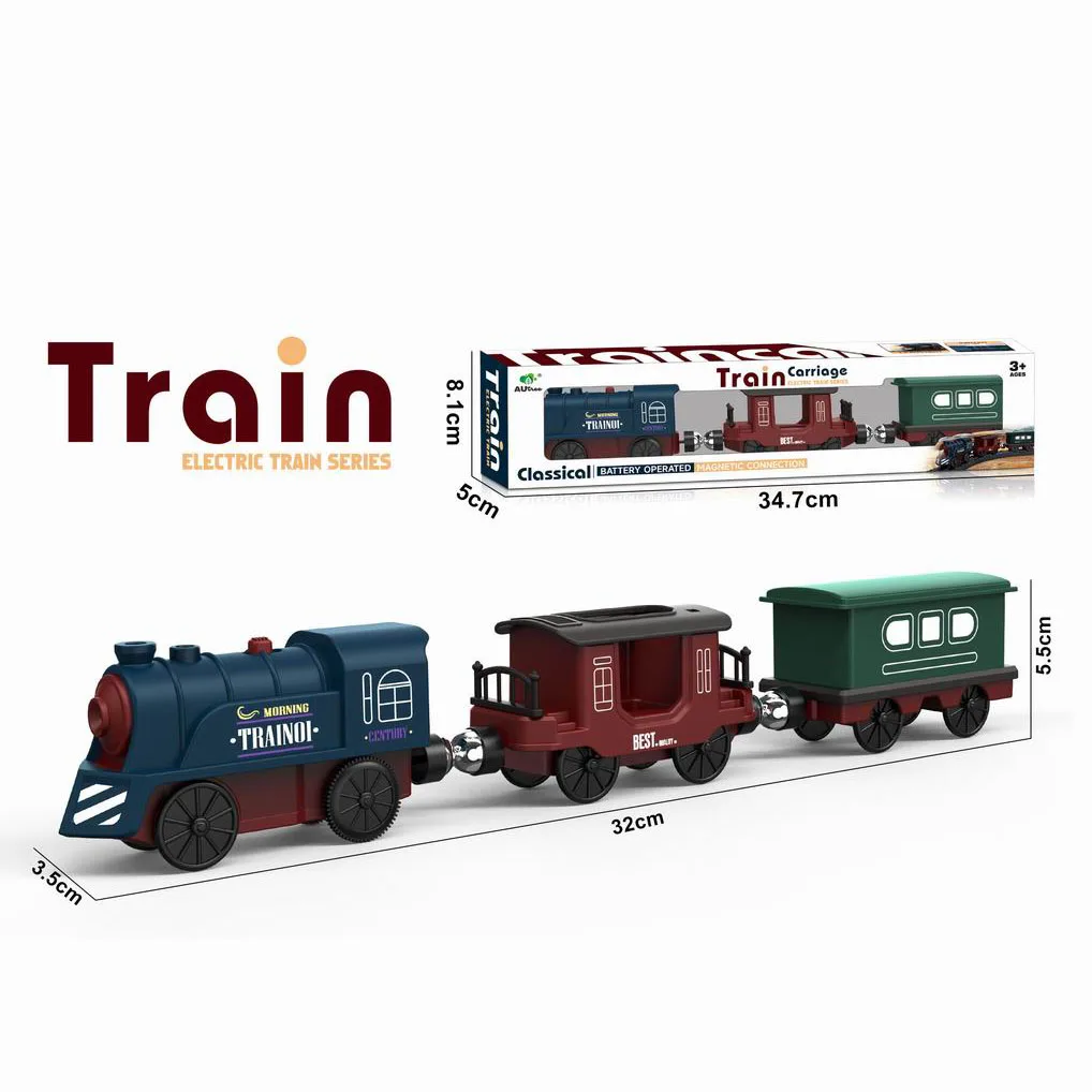Electric Light and Sound Rail Toy Trains Set Classics Forward & Backward Railway Train Christmas Toys for Kids