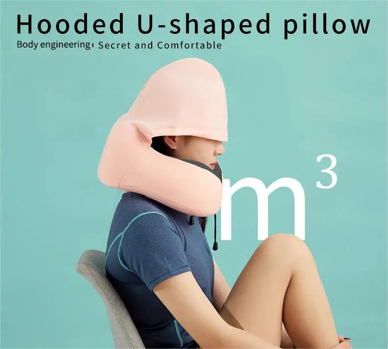 Customization Portable Neck Pillow With Hood Memory Foam U Shape Travel Pillow Travel Pillow For Airplane
