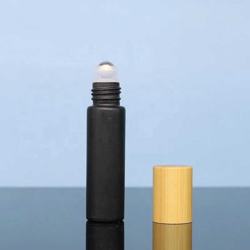 LZ Pack Stock MOQ 100pcs 5ml 10ml Round Bamboo Clear Frosted Eye Serum Roller Bottle Custom Private Label Glass Lip Gloss Tube