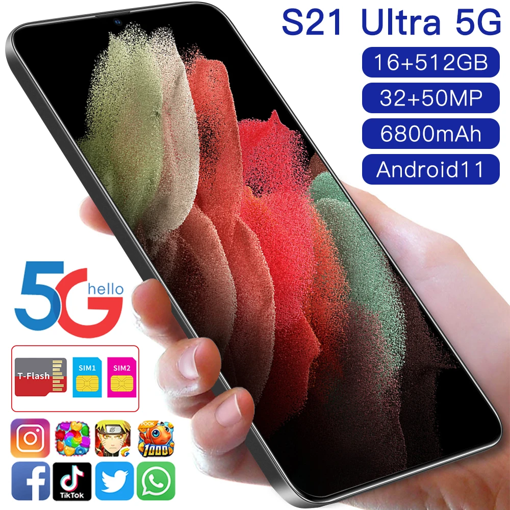 Новая акция индивидуальный логотип S21ultra 5g телефон clon No Minimum S21 + Ультра смартфон Сотовый