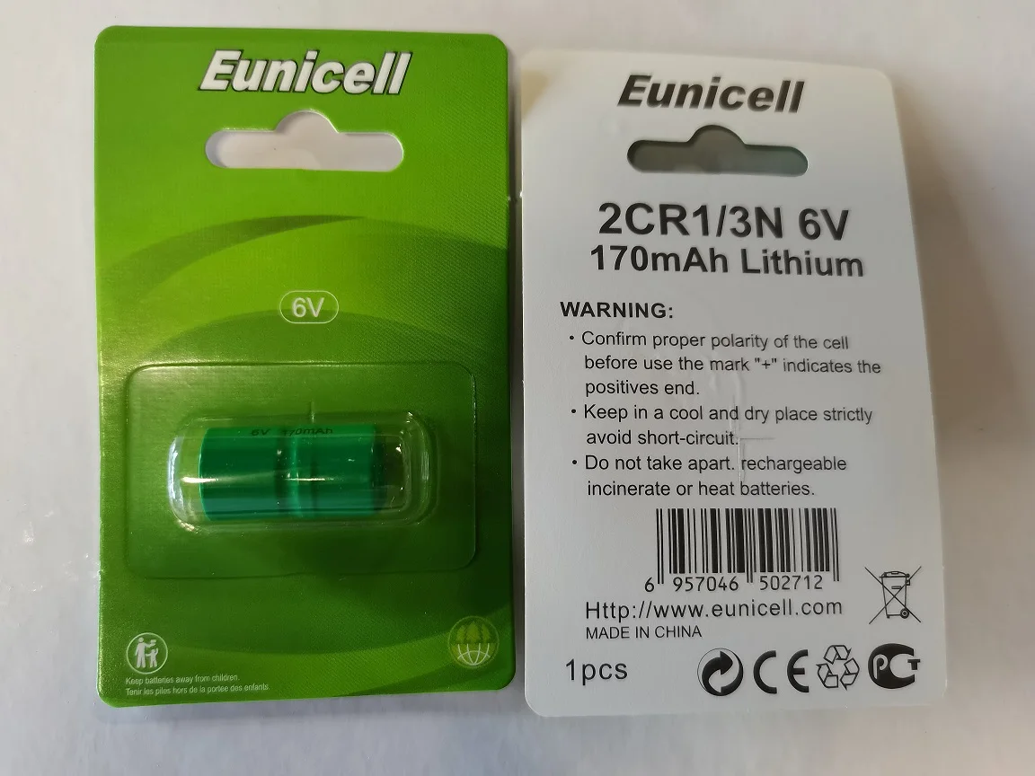 2CR1/3N 3v lithium battery CR2 cr123a crp2 for GPS Security systems with green shrink wrap