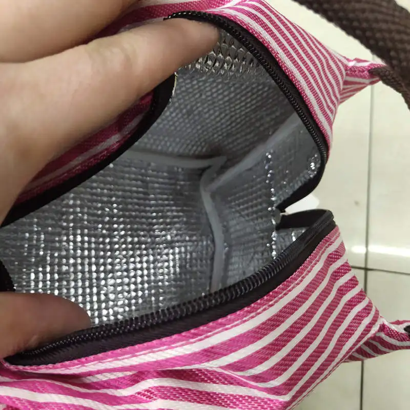 Competitive Price Cheap Personalized Winter Oxford Cloth Stripes Insulated Tote Cooler Shopping Bag  Insulated Lunch For Outd