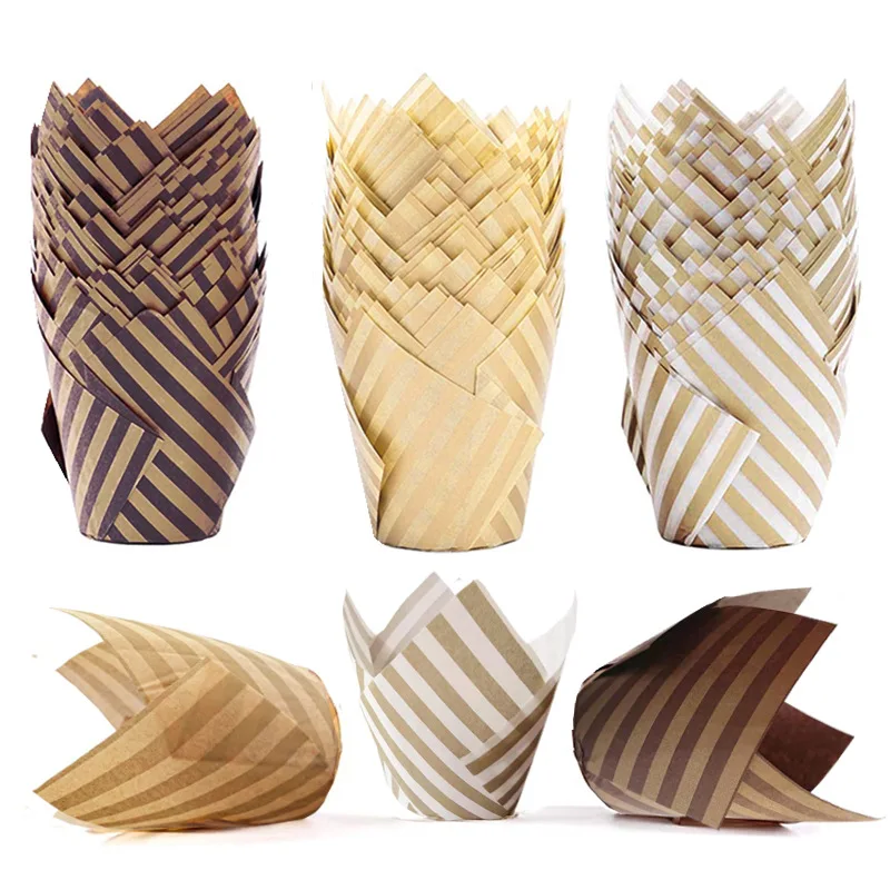 tulip cupcake baking homemade tulip shape muffin cupcake paper cupcake liner cup paper stripe pattern