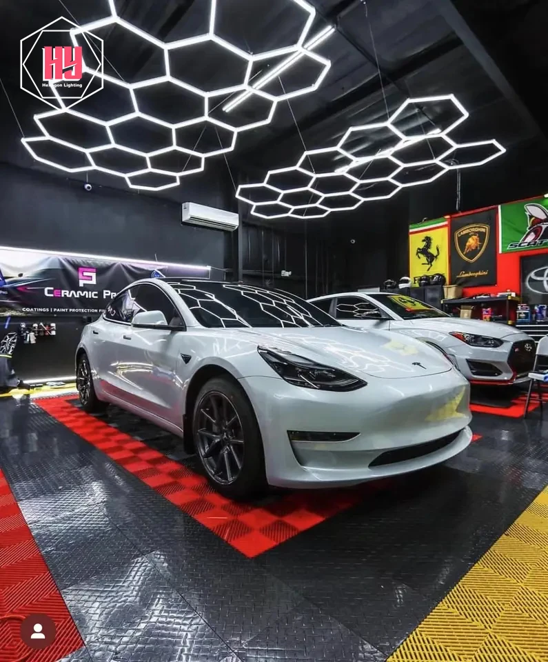 Scarcity Sgcb Interior Inspection Auto Car Tunnel Detailing Lights Hand Work Led Linear Hexagon Ceiling Detailing Light