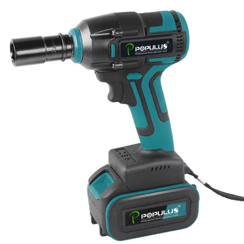 iPOPULUS 330N.m 21V Brushless Electric Impact Wrench 5 Gears Cordless Car Wheels Lugs Repair Tools Wrench For 21V Battery