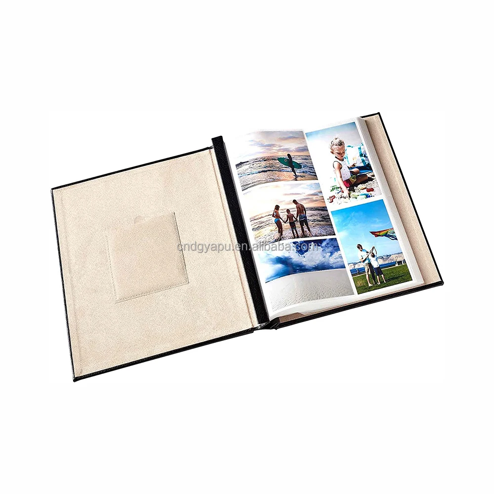New style custom wedding album with window 4*6 inch 5 pockets high transparent lychee pattern inner page