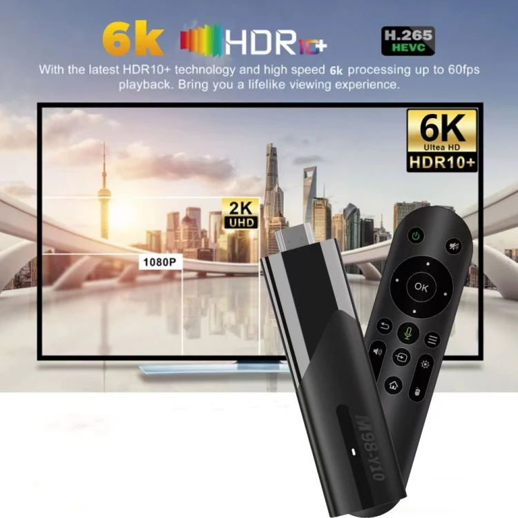 Good feedback M98-Y10 Allwinner H618 Quad-Core ARM Cortex A53 6K HD Android TV Stick 2GB+16GB digital TV Receiver