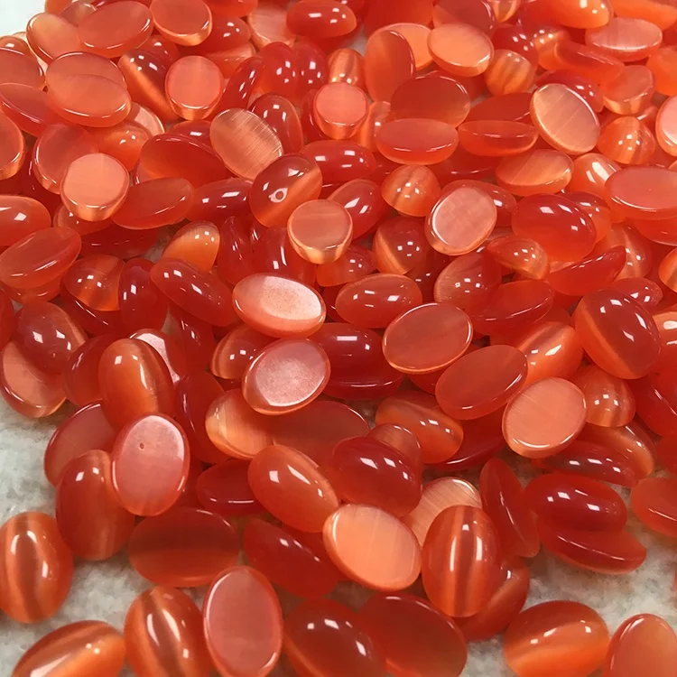 Овальные дешевые стеклянные красочные бусины кошачий глаз оптом плоский черный камень Кабошон