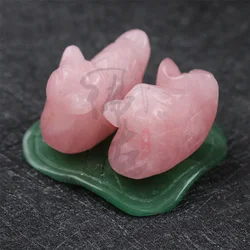 wholesale natural stone crystals healing stones Rose Quartz Crystal mandarin duck Folk Crafts