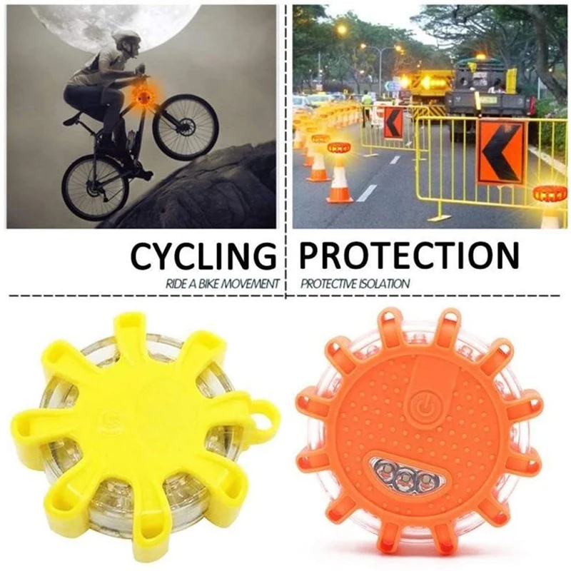 Waterproof Bicycle Warning Light Flare Emergency Road Disc Safety Flashing Roadside Beacon Tool