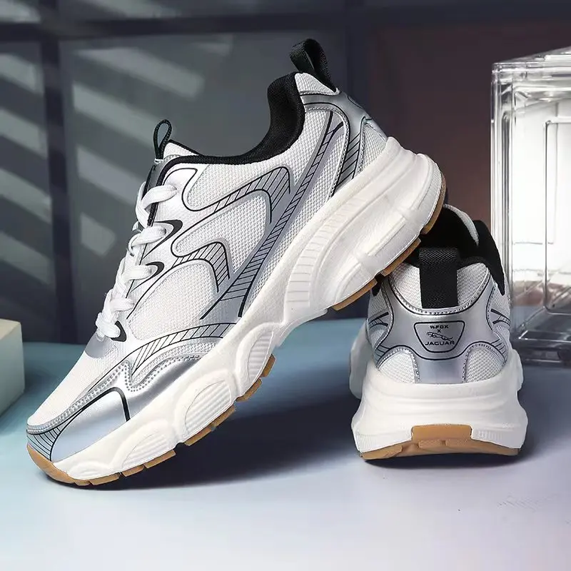 Wholesale OEM ODM Factory Personalized Branding Chunky Thick Sole Black Men Casual Running Shoes Design Custom Logo Men Shoes