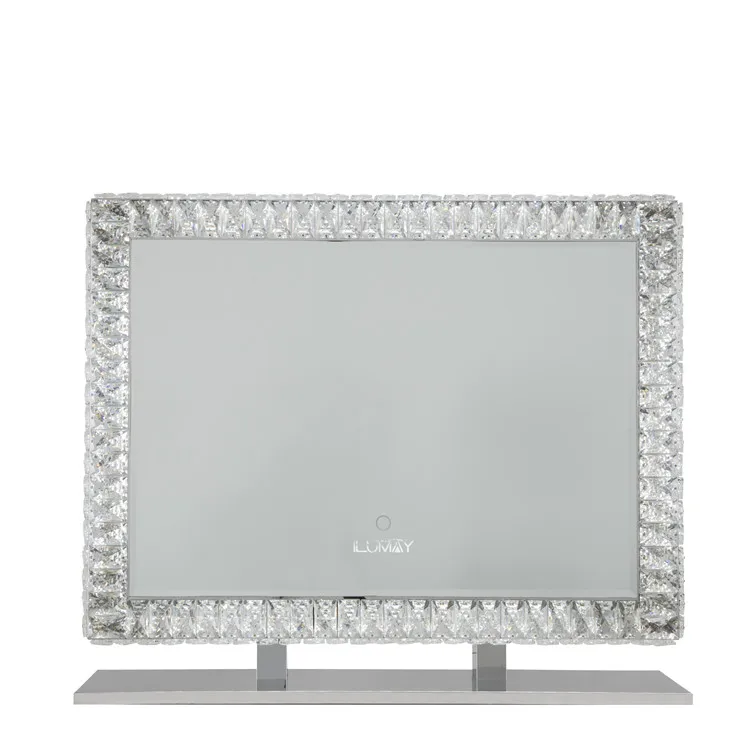 ILUMAY rectangle vertical glass Sparkly crushed diamond mirror vanity