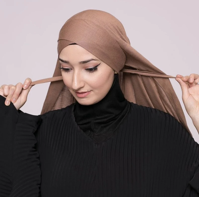 High Quality Ready to wear Hijab Mercerized Cotton Jersey Hijab Scarf Muslim Women Cross tie instant premium jersey hijab