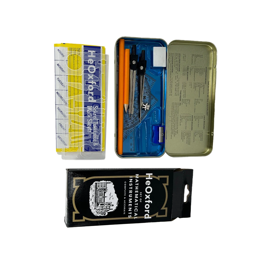 Customize Math Set Iron Box Instrument Geometry Compass Set Marshal Mathematical Set With Compass