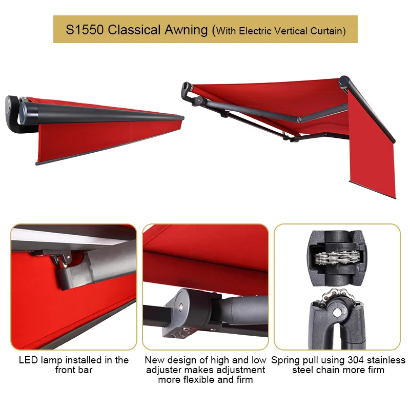 QINGYING retractable outdoor waterproof cafe store shop awning