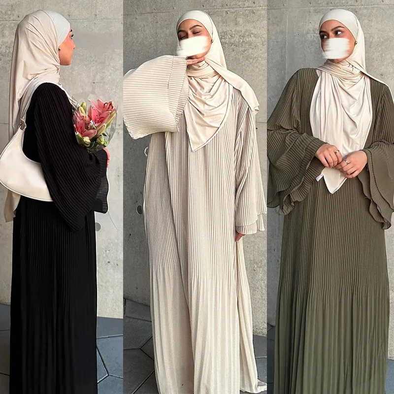 Yibaoli Manufacturer Top Quality Arabic Women New Model Chiffon Two-color Abaya In Dubai With Matching Hijab Modest Muslim Dress