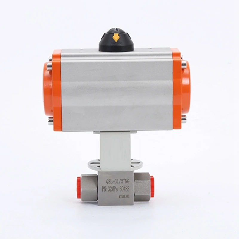 60Mpa 1 1/2inch NPT thread Forged Stainless Steel 316 600bar High Pressure Hydraulic 3 way T/L pneumatic Ball Valve