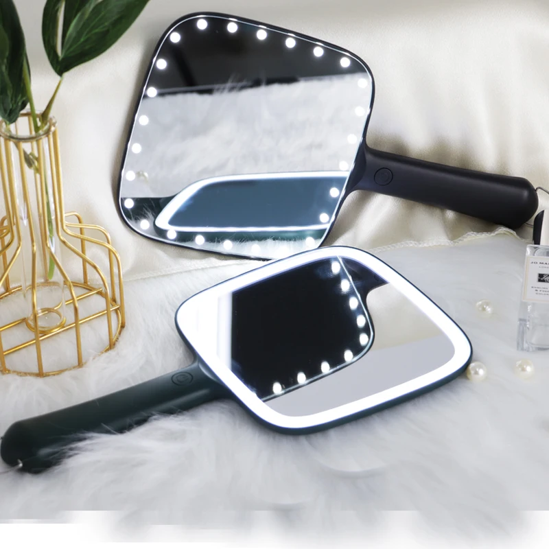 barber handheld mirror logo custom led hand mirror with handle