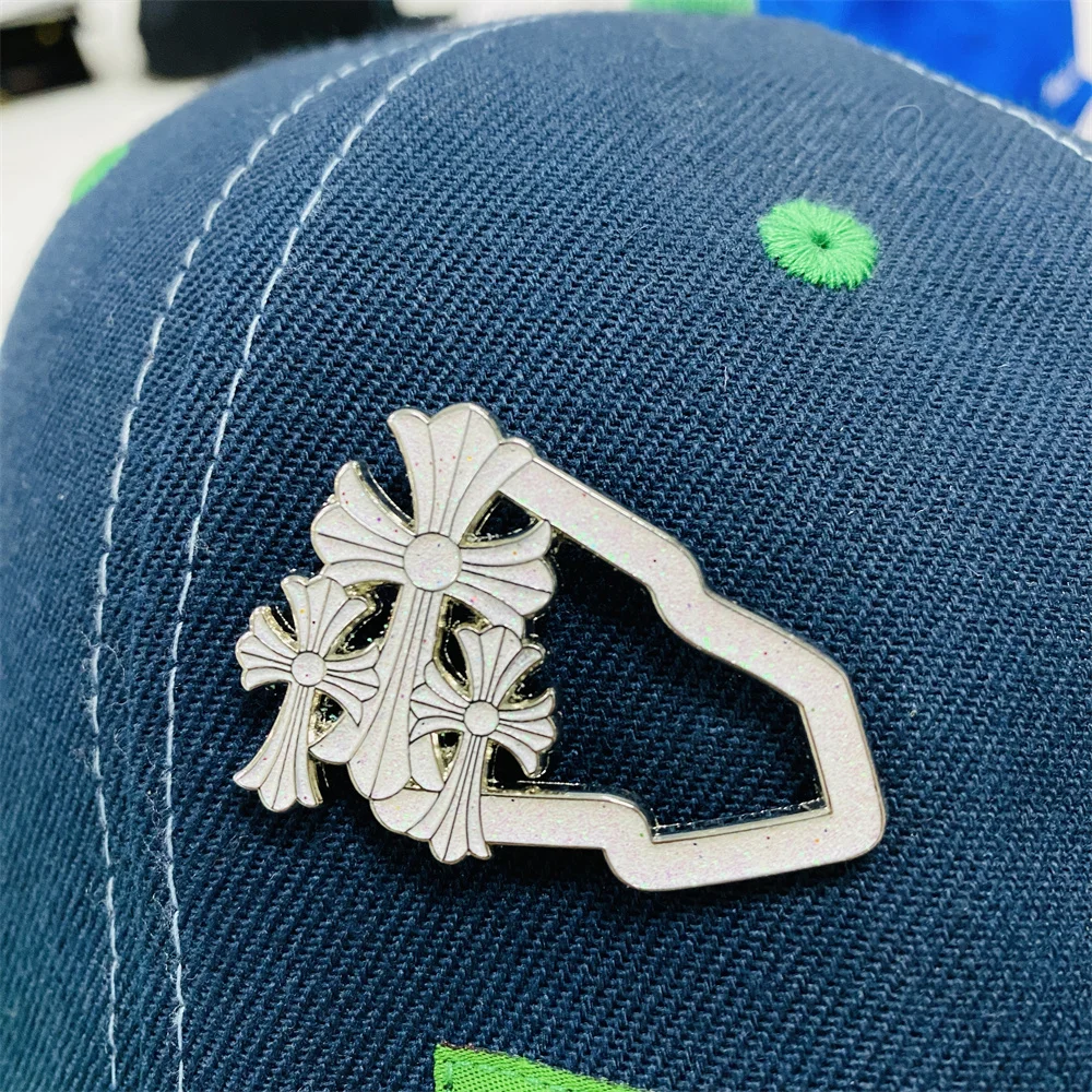 Custom Enamel Pins Cross Trucker Hat Colorful Glitter Metal Crafts Logo Frame Lapel for Caps