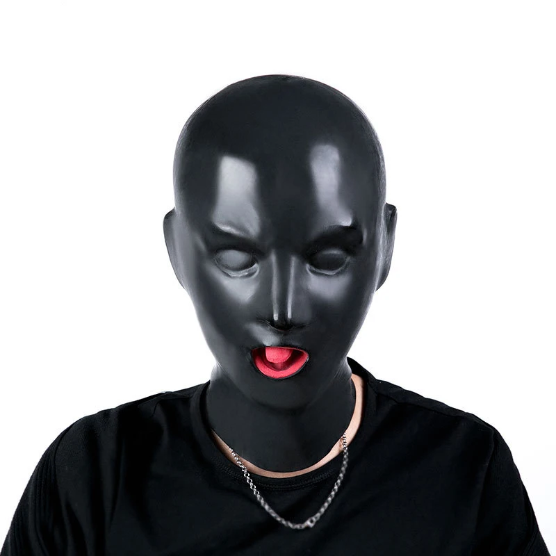 Natural Latex Hood Fetish Bondage Headgear Sex Hood