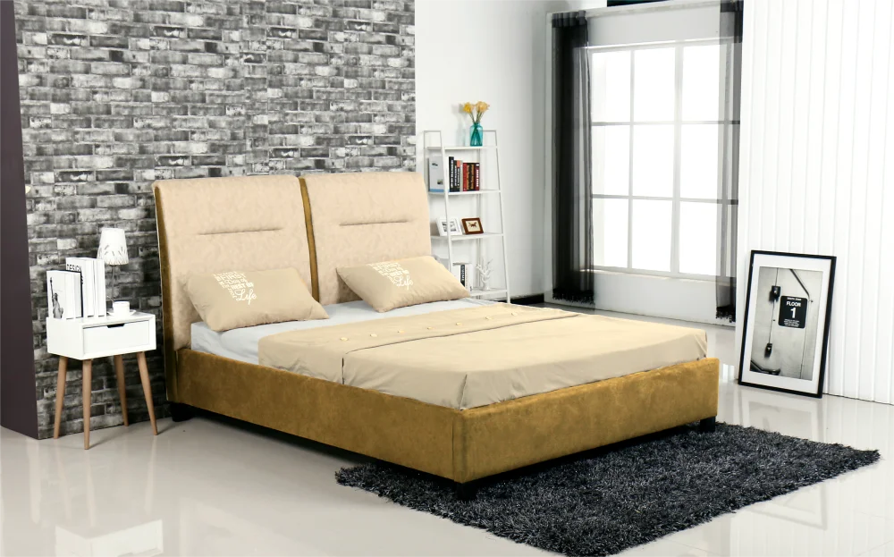 2024 China Factory Wholesale Price Luxury Double King Queen Full Size Bed Frame Low Platform Gas Lift Velvet Bed