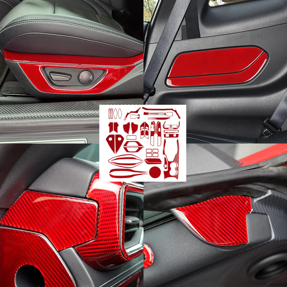 Red Carbon Fiber Real Dry Carbon Manufacturer Car Interior Trim For ford Mustang 2024 carbon fiber interior full product