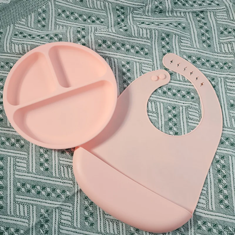 2024 Hot Sale Baby Feeding Set,Baby Silicone Tableware With Spoon And Fork,Baby Bib And Drinking Cup