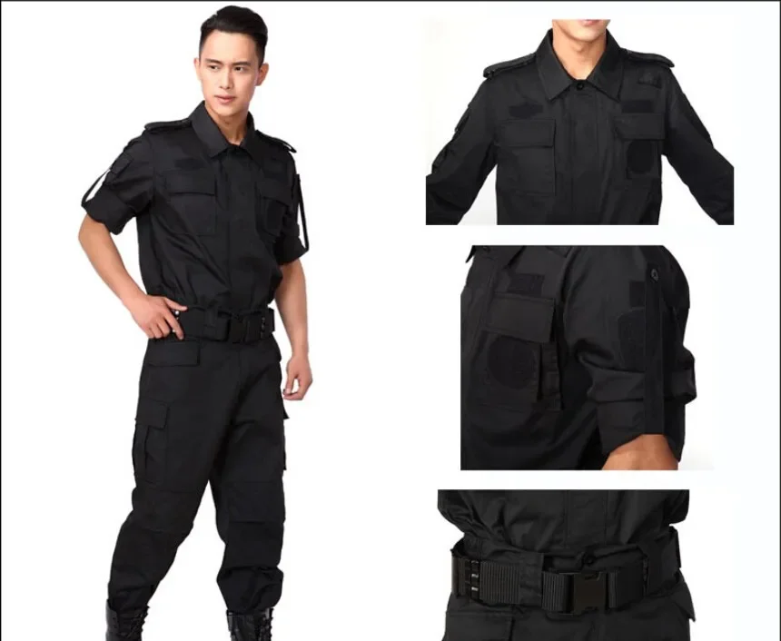 Cotton Security Guard Uniforms Men Khaki  Officer Uniform Security Jacket Pants Suit Janitor Guard Uniform