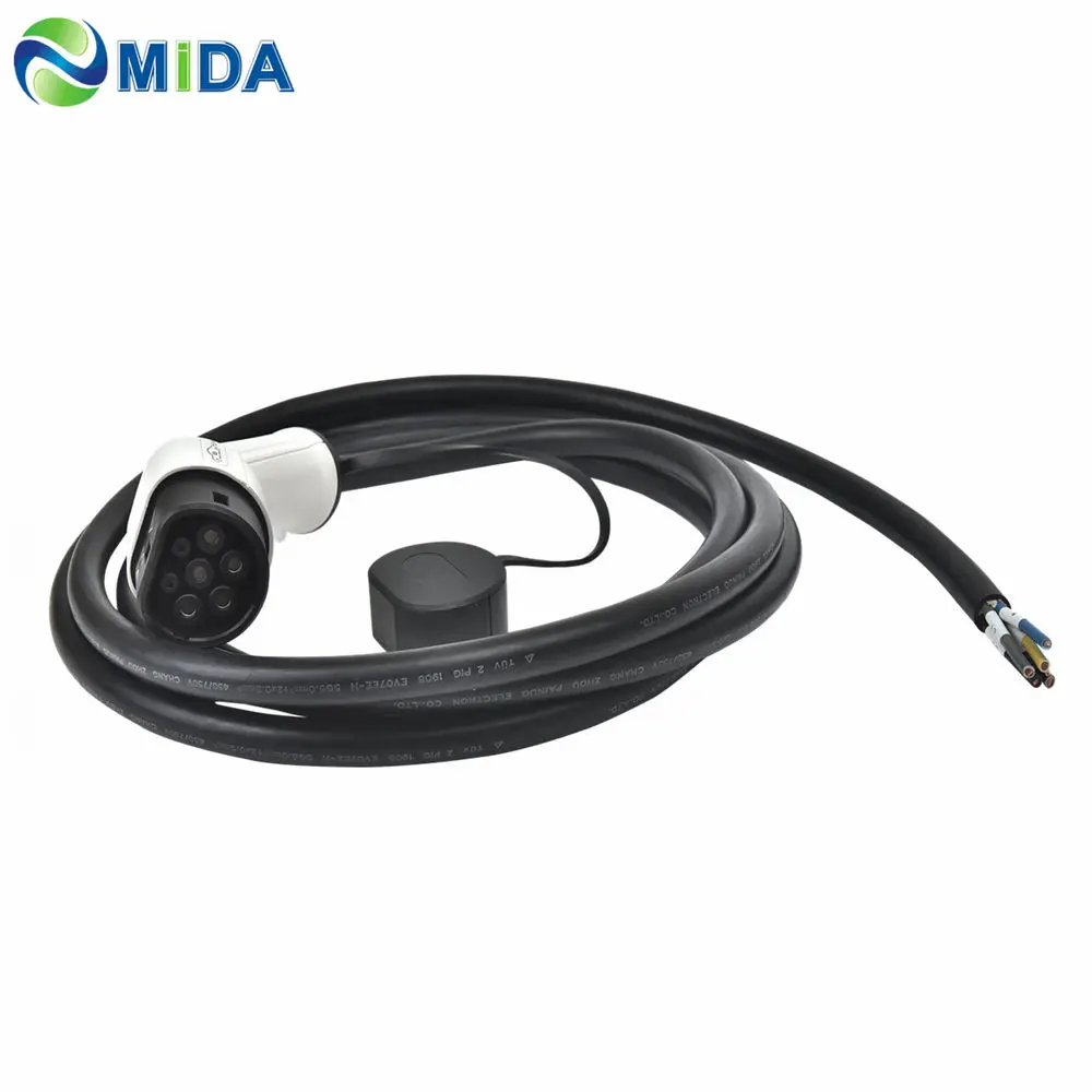Car Charger 5Meter 32A Type 2 Plug IEC 62196 Type 2 EV Fast Plug Straight Cable EV Charging Station